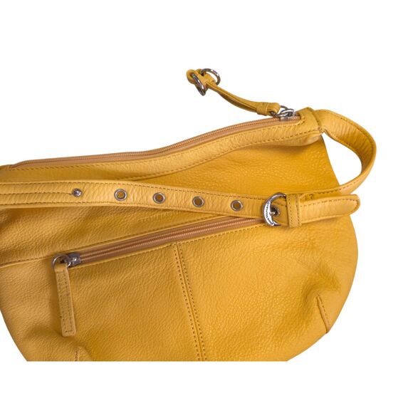 VTG Stone Mountain Mustard Yellow Leather Shoulder Hobo Bag Y2K Minimalist - Picture 7 of 8